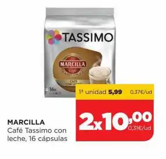 Alimerka Marcilla café tassimo con leche 16 cápsulas oferta