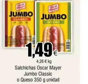 FROIZ Salchicha oscar mayer jumbo classic o queso oferta