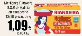 FROIZ Mejillones rianxeira d.o.p. de galicia en escabeche 12-18 piezas oferta
