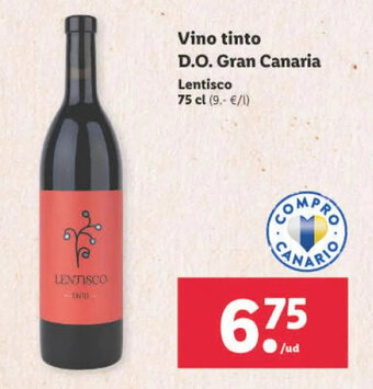 Lidl Vino Tinto D.O Gran Canaria oferta