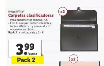 Lidl United Office Carpetas Clasificadoras Pack 2 oferta