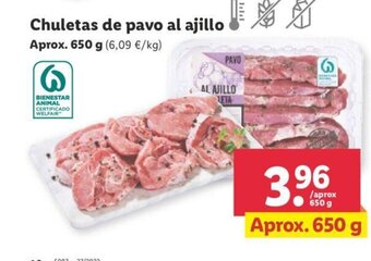Lidl Chuletas de pavo al ajilllo oferta