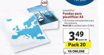 Lidl United Office Fundas Para Plastificar A3 Pack 20 oferta