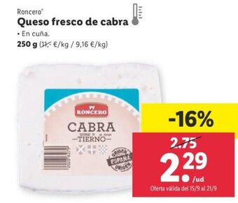 Lidl Roncero Queso fresco de cabra oferta