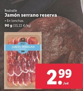 Lidl Realvalle Jamón serrano reserva oferta
