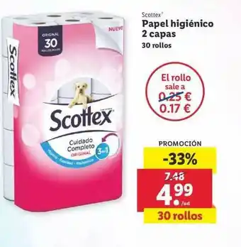 Lidl Scottex Papel Higienico 2 Capas 30 rollos oferta