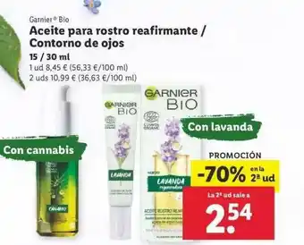 Lidl Garnier Bio Aceite Para Rostro Reafirmante / Contorno De Ojos 15/30ml oferta