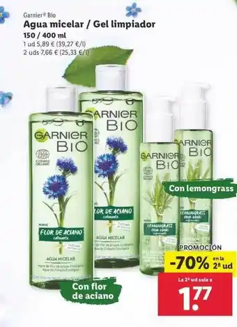 Lidl Garnier Agua Micelar / Gel Limpiador 150/400ml oferta