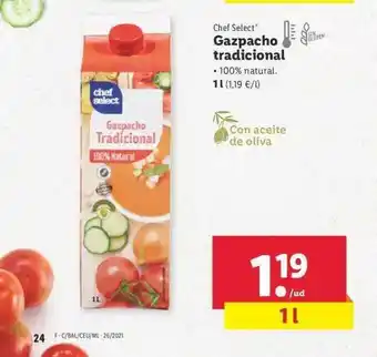Lidl Chef Select Gazpacho Tradicional 1L oferta