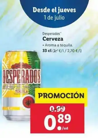 Lidl Desperados Cerveza 33cl oferta