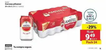 Lidl Amstel Cerveza Pilsener Pack 24 oferta