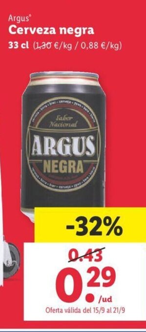 Lidl Argus Cerveza negra oferta