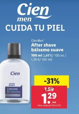 Lidl Cien Men After shave bálsamo suave 100 ml oferta
