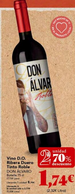 Gadis Vino D.O Ribera Duero Tinto Roble DON ALVARO oferta