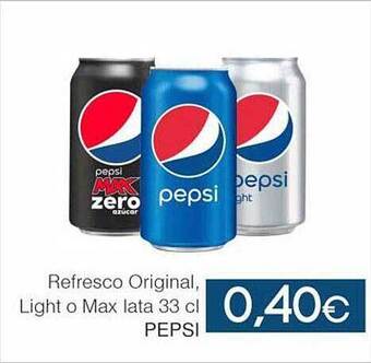 SPAR Lanzarote Refresco original light o max lata pepsi oferta
