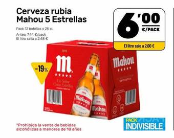 AhorraMas Cerveza rubia mahou 5 estrellas oferta