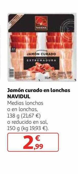 Alcampo Jamón curado en lonchas navidul oferta
