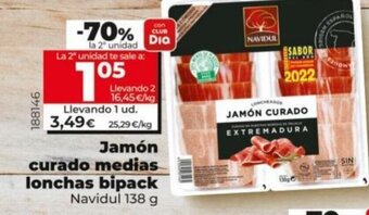 Dia Jamón Curado Medias Lonchas Bipack oferta