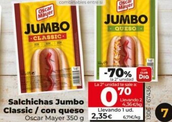 Dia Salchichas jumbo Classic/ Con Queso oferta