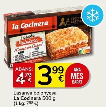Consum Lasaña boloñesa la cocinera oferta