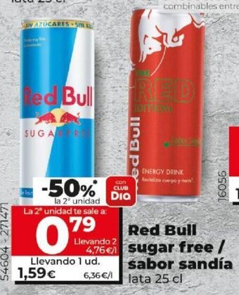 Dia Red Bull Sugar Free / Sabor Sandia oferta