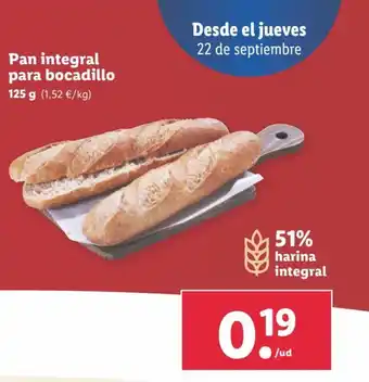 Lidl Pan integral para bocadillo oferta