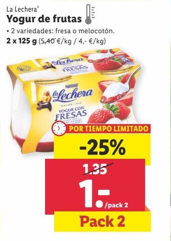 Lidl LA LECHERA yogur de frutas oferta