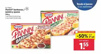 Lidl DR. OETKER panini barbacoa / jamón y queso oferta
