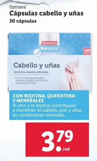 Lidl OPTISANA cápsulas cabello y uñas oferta