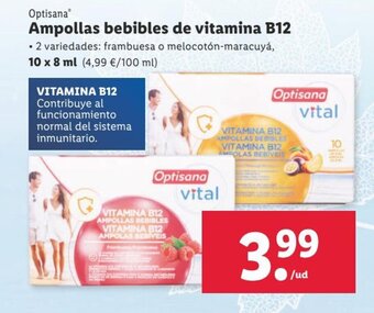 Lidl OPTISANA ampollas bebibles de vitamina B12 oferta