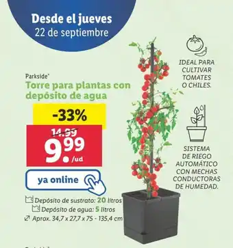 Lidl Torre para plantas con depósito de agua oferta
