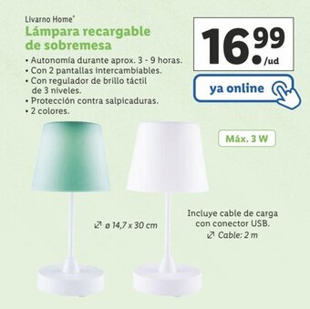 Lidl Lámpara recargable de sobremesa oferta