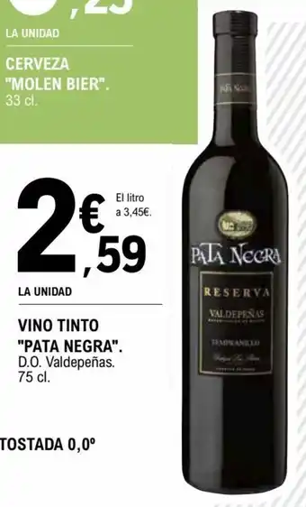 E.Leclerc "PATA NEGRA" vino tinto oferta