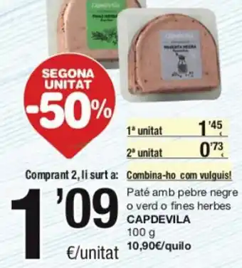 SPAR Capdevilla Paté Amb Pebre Negre o Verd o Fines Herbes oferta