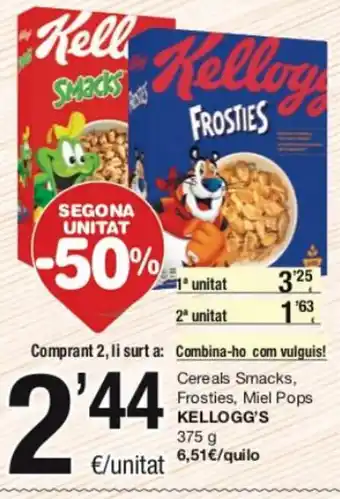 SPAR Kellogg's Cereals Smacks, Frosties, Miel pops oferta