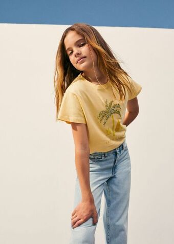 Mango Kids Camiseta estampada brillos oferta