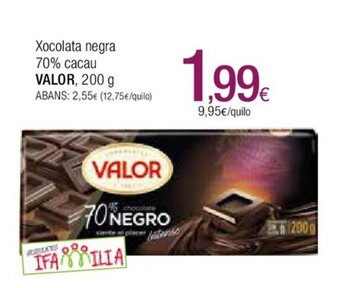 Condis Valor Xocolata Negra 70% Cacau oferta
