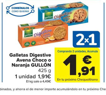 Carrefour Market Galletas Digestive Avena Choco o Naranja Gullón oferta