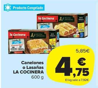 Carrefour Market Canelones o lasañas la cocinera oferta