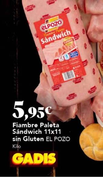 Gadis Fiambre paleta sándwich 11x11 sin gluten el pozo oferta