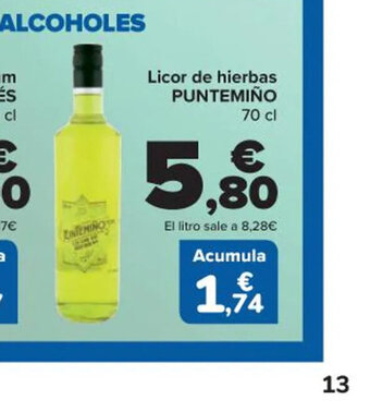 Carrefour Market Licor de Hierbas Puntemiño oferta