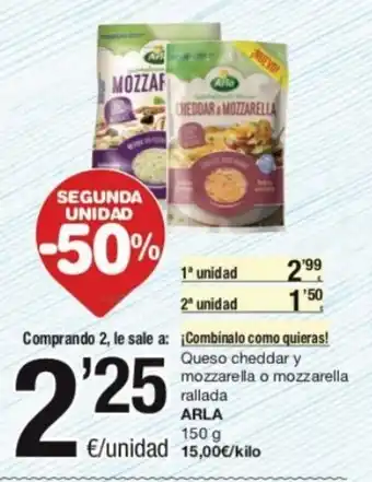 SPAR Fragadis Arla Queso Cheddar y Mozzarella o Mozzarella Rallada oferta