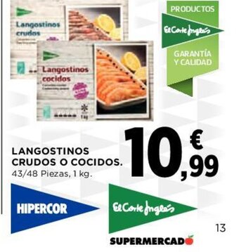 El Corte Inglés Langostinos Crudos O Cocidos oferta