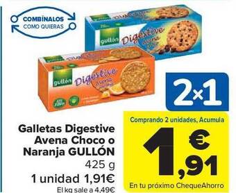 Carrefour Market Galletas digestive avena choco o naranja gullón oferta