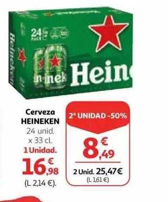 Alcampo 2a unidad -50% cerveza heineken oferta