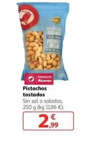 Alcampo Pistachos tostados sin sal o salados oferta