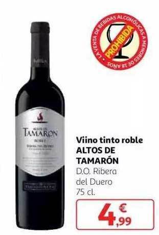 Alcampo Vino tinto roble altos de tamarón oferta