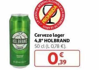 Alcampo Cerveza lager 4.8° holbrand oferta