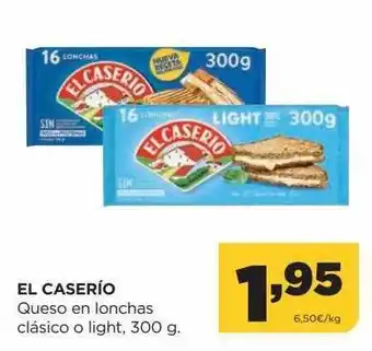 Alimerka El caserío queso en lonchas clásico o light oferta