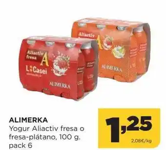 Alimerka Alimerka yogur aliactiv fresa o fresa-plátano oferta